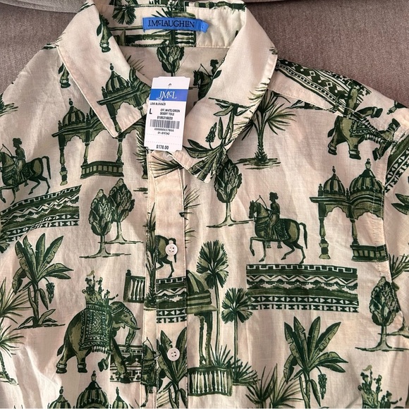 J. McLaughlin Lois button down shirt Blouse Desert Toile green - Picture 3 of 4
